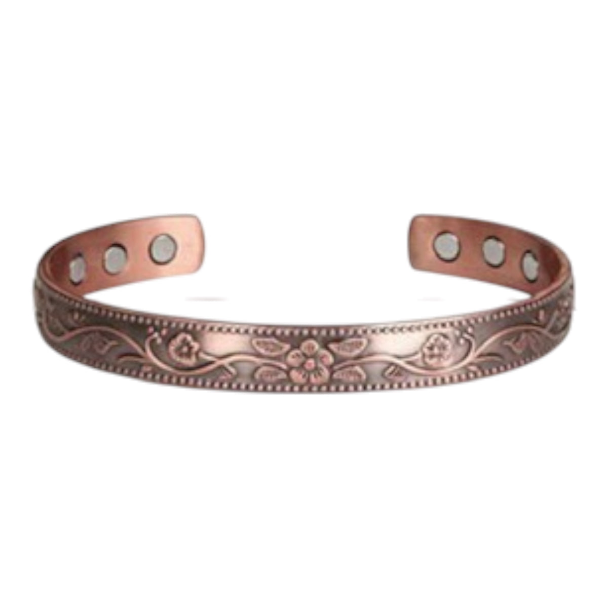 Copper Magnetic Thin Floral Bracelet
